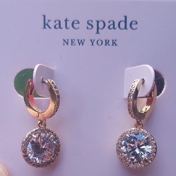 Kate Spade "SOMETHING SPARK" Gold Crystal Drop Earrings With Dustbag - Picture 2 of 5